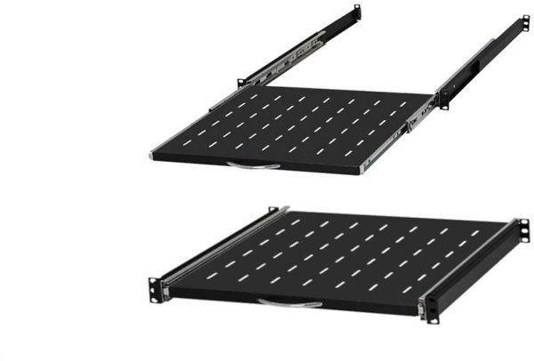 Συρόμενο ράφι για ντουλάπι RACK 19 1U 450mm με χειρολαβή, μαύρο