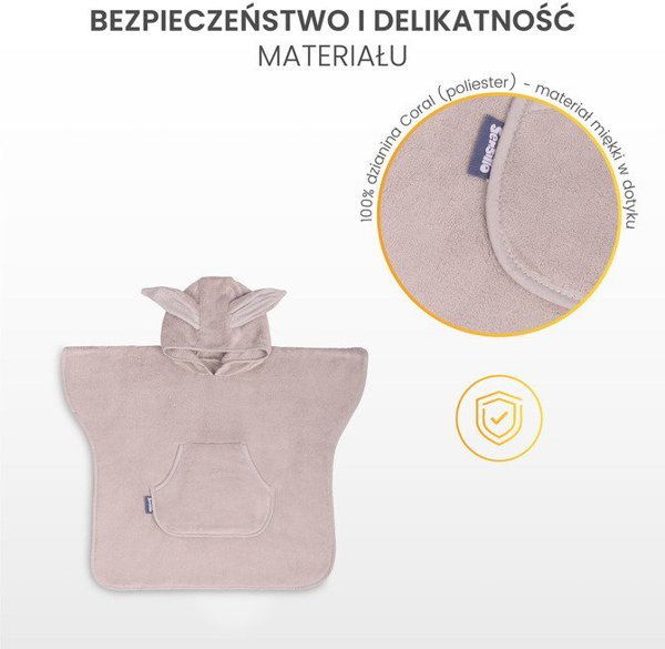 Πόντσο Μπάνιου Sensillo Coral Grey, Απορροφητικό και Άνετο