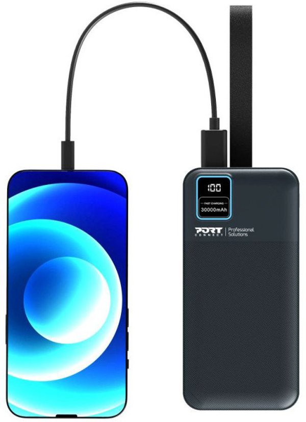 PORT CONNECT External USB-C battery integrated lamp | 30000 mAh | Blue