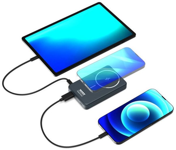 Power Bank Port Designs 907005 Λιθίου Πολυμερούς 10000 mAh Ασύρματη Φόρτιση Μαύρος