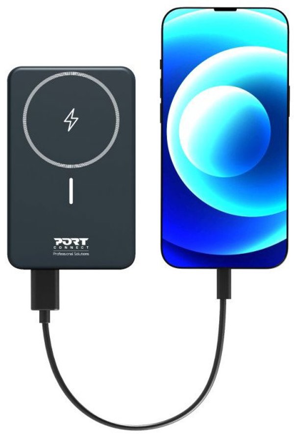 Power Bank Port Designs 907005 Λιθίου Πολυμερούς 10000 mAh Ασύρματη Φόρτιση Μαύρος