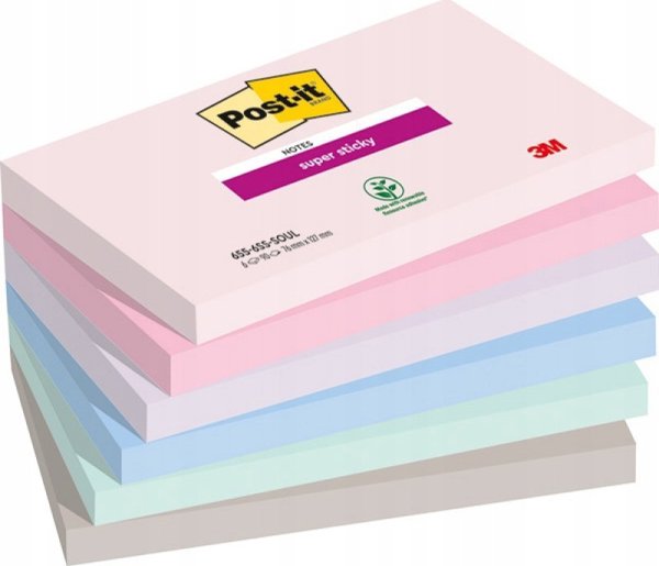 Post-it 3M Αυτοκόλλητες Σημειώσεις Super Sticky, Συλλογή Soulful, 76x127mm, 6x90 Φύλλα