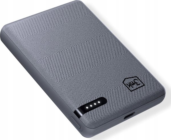 3MK Pocket Powerbank 5000mAh, Φορητός Φορτιστής 12W με Θύρα USB-C, Γκρι