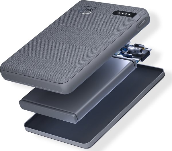 3MK Pocket Powerbank 5000mAh, Φορητός Φορτιστής 12W με Θύρα USB-C, Γκρι