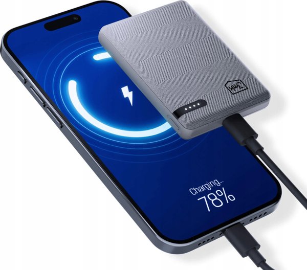 3MK Pocket Powerbank 5000mAh, Φορητός Φορτιστής 12W με Θύρα USB-C, Γκρι