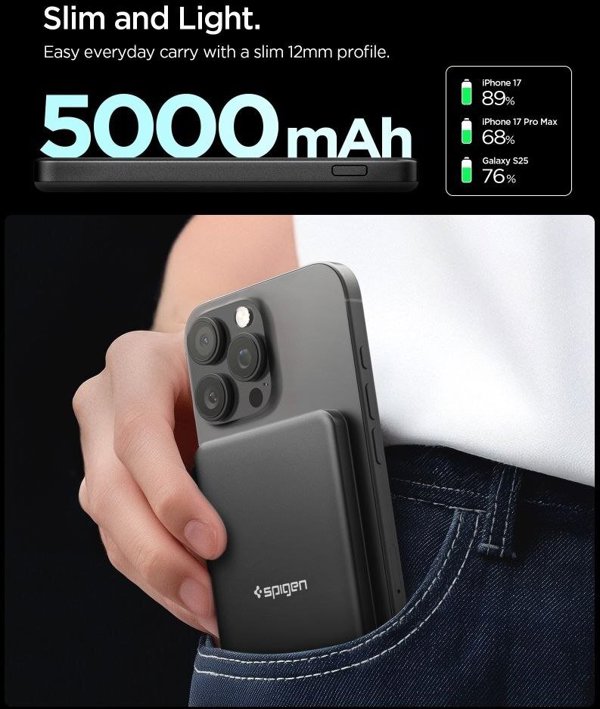 Powerbank Spigen SPIGEN EA2205MQ ESSENTIAL MAGSAFE POWER BANK 5000MAH 22.5W QI2 BLACK