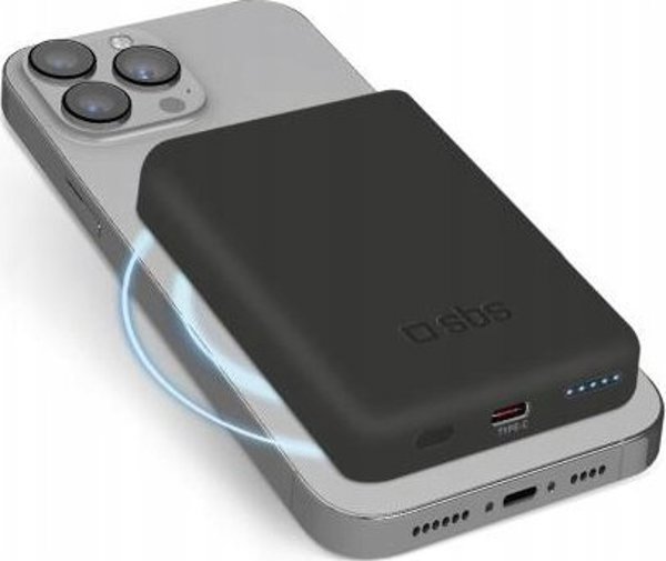 Φορητός φορτιστής SBS Mobile SBS Powerbank 5.000 mAh USB-C/MagSafe 10 W μαύρο
