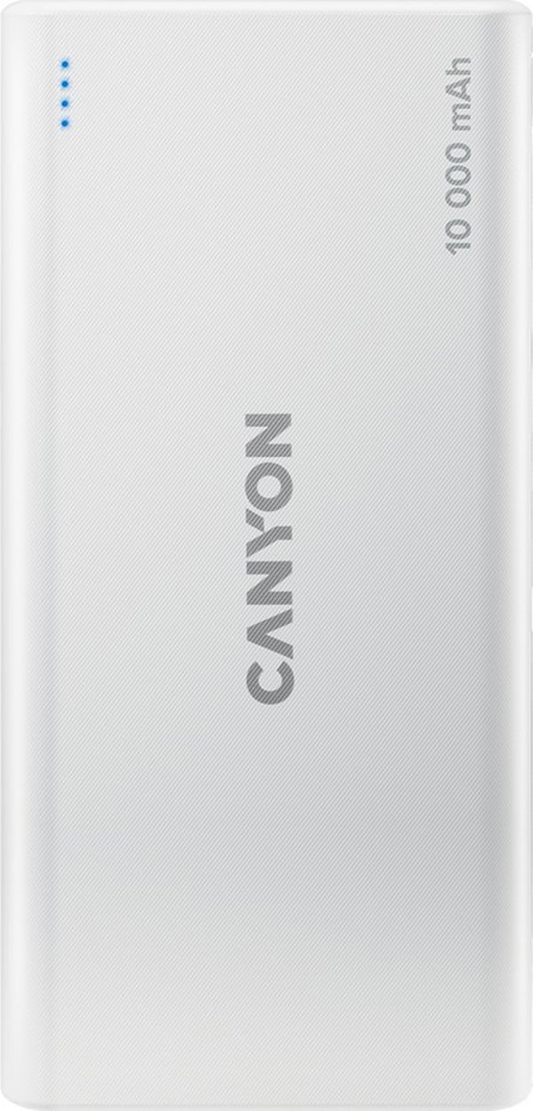 Canyon PB-108 Power Bank 10000mAh, Φορητός Φορτιστής, 2 Θύρες USB, Λευκό