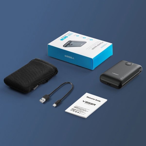Φορητός φορτιστής VEGER S20 - 20 000mAh LCD Γρήγορη Φόρτιση PD22,5W μαύρο