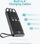 Veger Power Bank C10 10.000mAh με Ενσωματωμένα Καλώδια (Micro, Type-C, Lightning) - Μαύρο