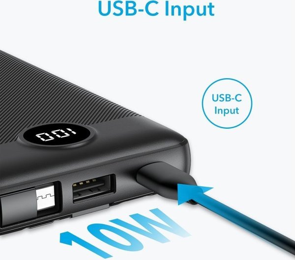 Veger Power Bank C10 10.000mAh με Ενσωματωμένα Καλώδια (Micro, Type-C, Lightning) - Μαύρο