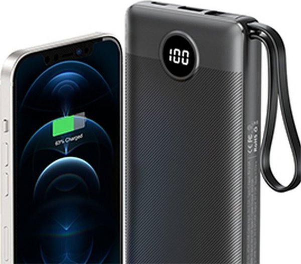 Veger Power Bank C10 10.000mAh με Ενσωματωμένα Καλώδια (Micro, Type-C, Lightning) - Μαύρο