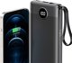 Veger Power Bank C10 10.000mAh με Ενσωματωμένα Καλώδια (Micro, Type-C, Lightning) - Μαύρο