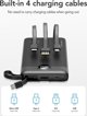 Veger Power Bank C10 10.000mAh με Ενσωματωμένα Καλώδια (Micro, Type-C, Lightning) - Μαύρο