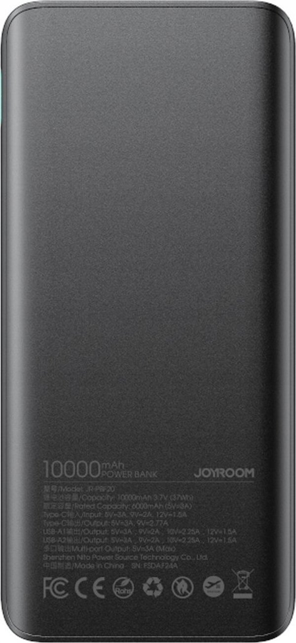 Powerbank JOYROOM JR-PBF20 25W 2xUSB-A, USB-C 10000mAh μαύρο