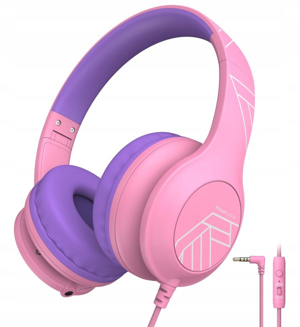 PowerLocus Wired Headphones PLED Wired Kids Pink