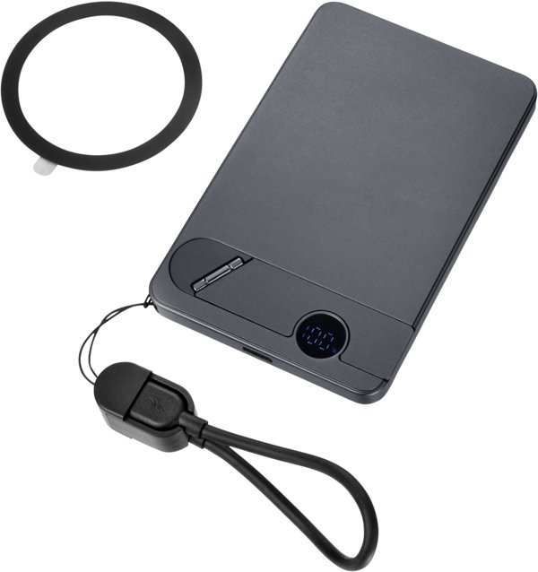 Troika Powerbank POP50 5000 mAh με Ασύρματη Φόρτιση, Γκρι/Μαύρο