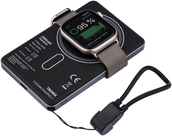Troika Powerbank POP50 5000 mAh με Ασύρματη Φόρτιση, Γκρι/Μαύρο