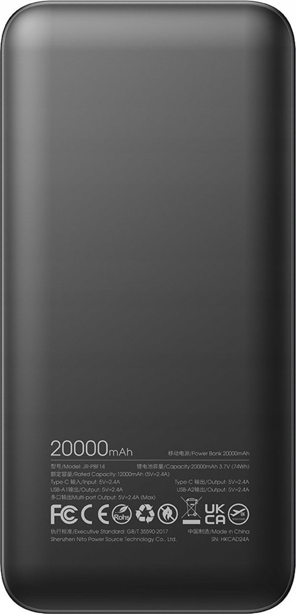 Joyroom Powerbank JR-PBF14 20000mAh 2.4A με 2 Θύρες USB-A & 1 USB-C - Μαύρο