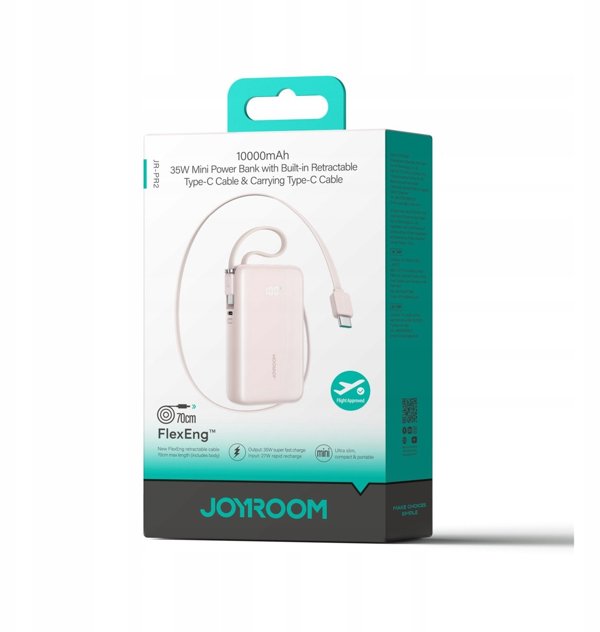Powerbank Joyroom JR-PR2L 10000mAh 35W με ενσωματωμένα καλώδια USB-C - ροζ