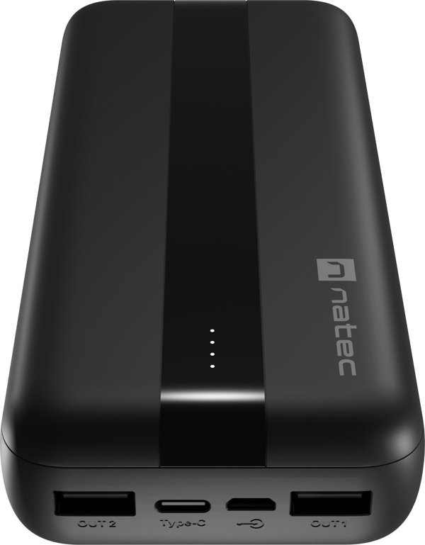 Natec Trevi Powerbank 20000mAh, Φορητός Φορτιστής με Πολλαπλές Θύρες, Μαύρο