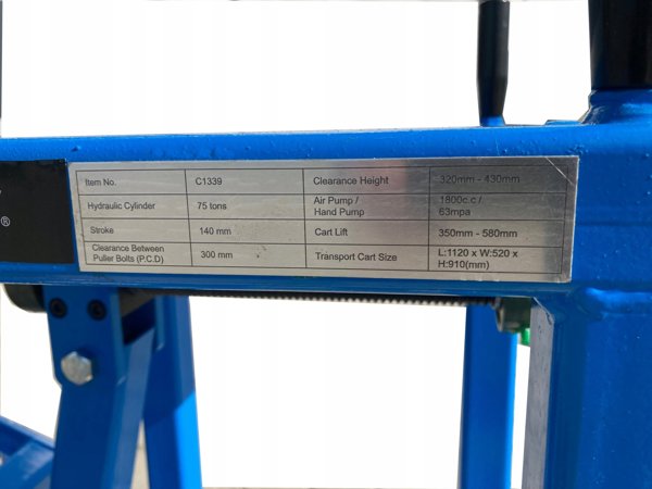 Prasa mobilna pneumo-hydrauliczna do sworzni 75t