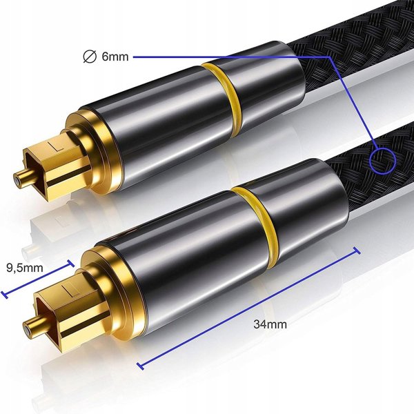 PremiumCord optický audio kabel Toslink, OD:7mm, Gold-metal design + Nylon, 0.5m