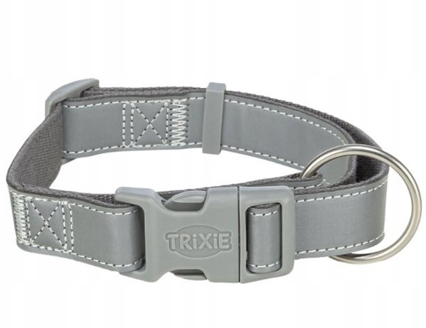 Premium Reflect περιλαίμιο για σκύλο, γκρι, S–M: 30–45 cm/20 mm, αντανακλαστικό