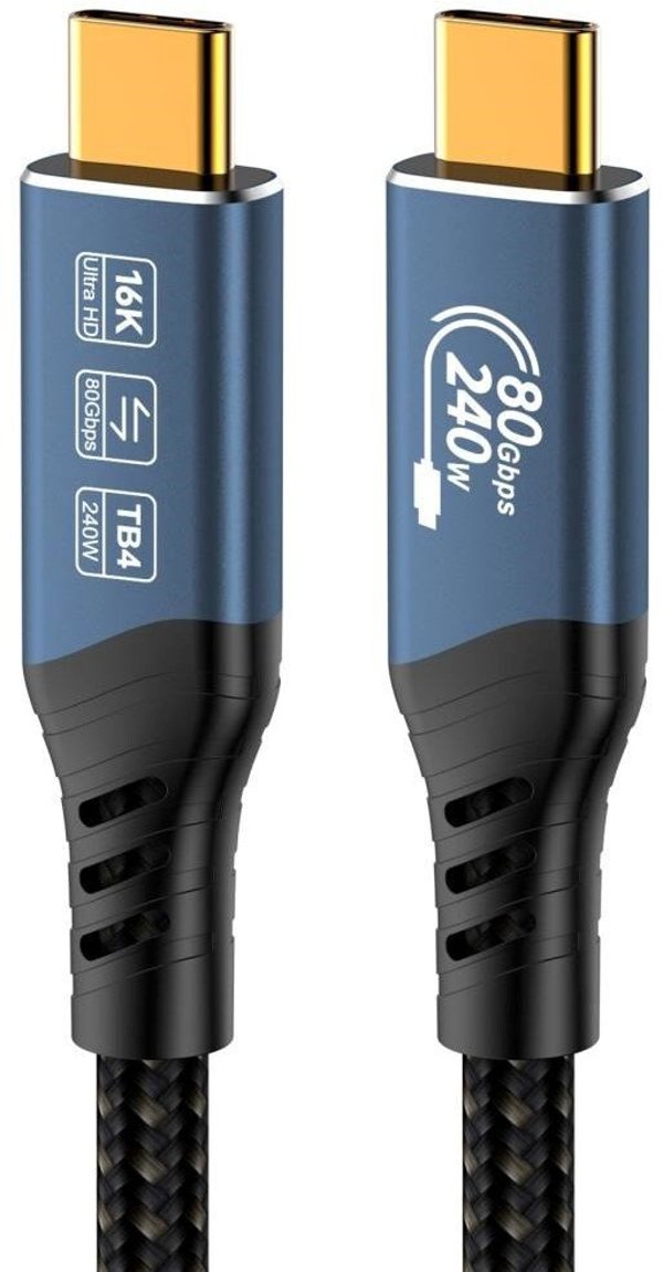 PREMIUMCORD Kabel USB4™ Version2.0 80Gbps 16K@60Hz 240W Thunderbolt 3 a 4 kabel 0,8m