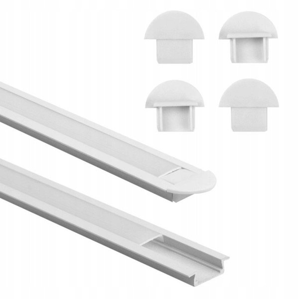 Προφίλ LED PO2 χωνευτό Eco Light EC20609 2m, λευκό + γαλακτερό κάλυμμα