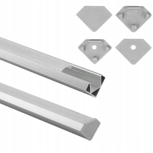 Eco Light Γωνιακό Προφίλ LED R02 EC20624 2m, Λευκό Αλουμίνιο με Γαλακτερό Κάλυμμα