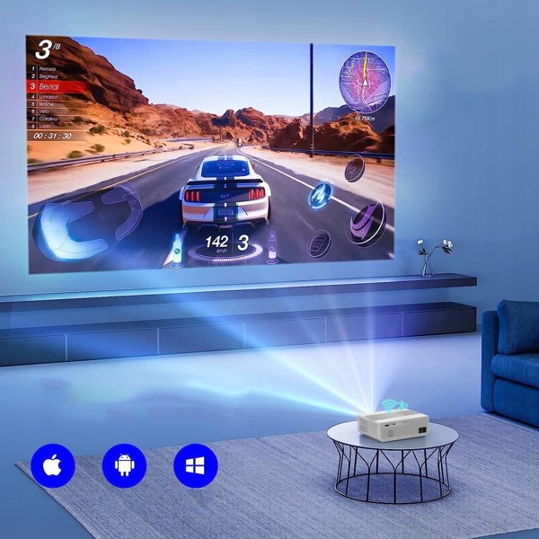 Προβολέας Zenwire Προβολέας Rzutnik Android 9.0 SMART TV Full HD 4K 13500lm 450 Ansi 5000:1 WiFi 2.4/5 GHz Miracast Aircast Bluetooth 5.1 AutoKeystone Zenwire e600h