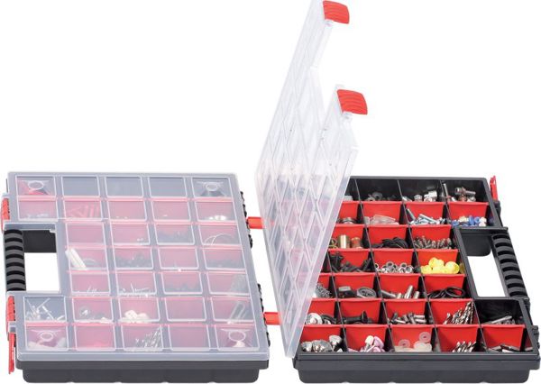 Prosperplast Knos403010S Οργανωτής Εργαλείων 64 Διαμερισμάτων, Ανθεκτική Θήκη με Πολυανθρακικό Κάλυμμα, 399 x 303 x 100 mm