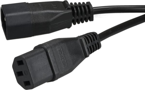 Przedluzacz 230V IEC320 C14/ C13 0,5m czarny