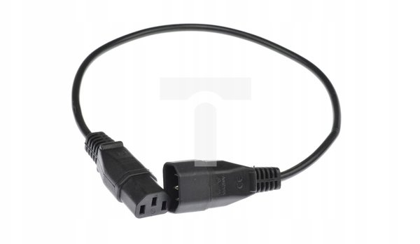 Przedluzacz 230V IEC320 C14/ C13 0,5m czarny