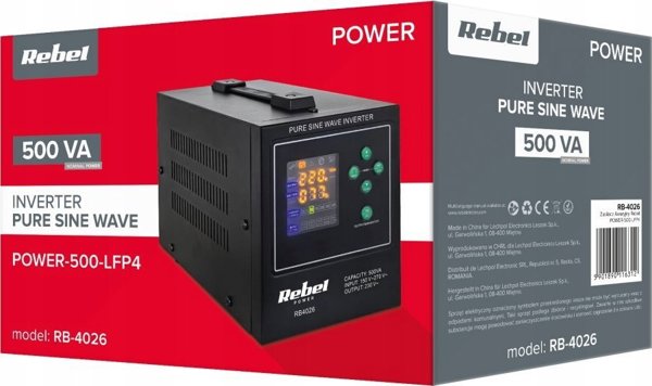Rebel Power Μετατροπέας Τάσης Power-500-LFP4 12V σε 230V, Καθαρό Ημίτονο, 500VA/300W με Λειτουργία Φόρτισης