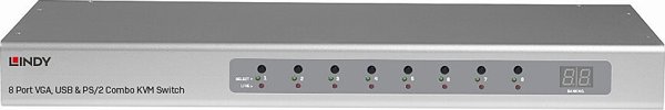 Lindy 39526 Διακόπτης KVM ασημί με δυνατότητα τοποθέτησης σε ράφι