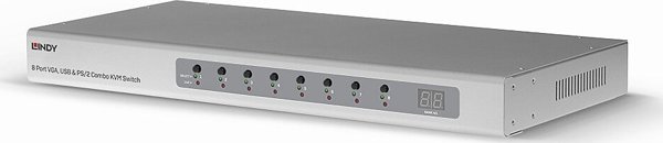 Lindy 39526 Διακόπτης KVM ασημί με δυνατότητα τοποθέτησης σε ράφι