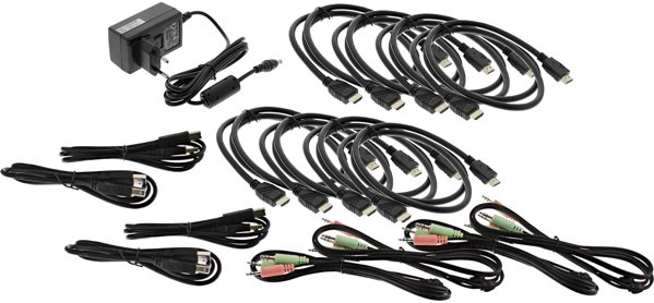 Inline KVM Desktop Switch, 4-port, Dual Monitor, HDMI 2.0, 4K, USB 3.0, Audio
