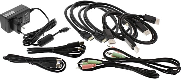 InLine Desktop KVM Switch, 2-port, Dual Monitor, Displayport 1.2 + HDMI 2.0, 4K, USB 3.0, Audio