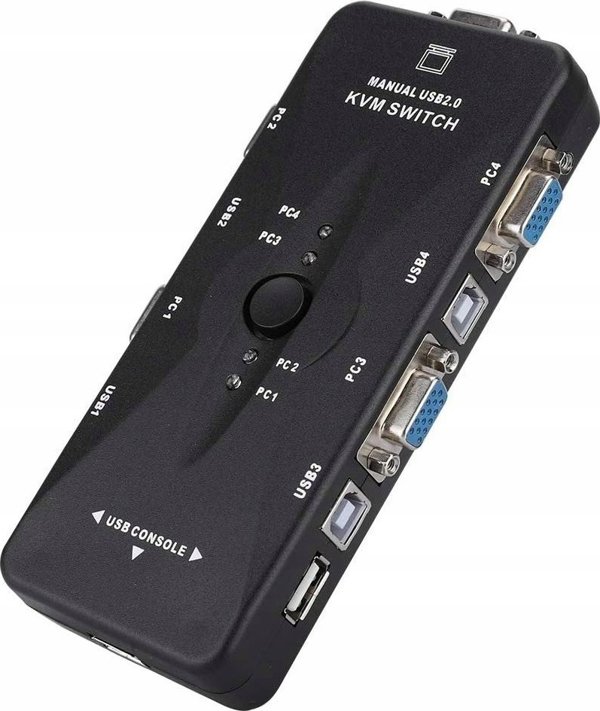 Pawonik KVM Switch VGA 4x1 με 3 Θύρες USB Hub, Χειροκίνητος Διακόπτης για 4 Υπολογιστές
