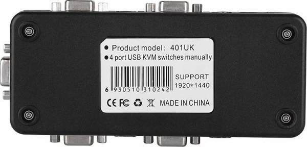 Pawonik KVM Switch VGA 4x1 με 3 Θύρες USB Hub, Χειροκίνητος Διακόπτης για 4 Υπολογιστές