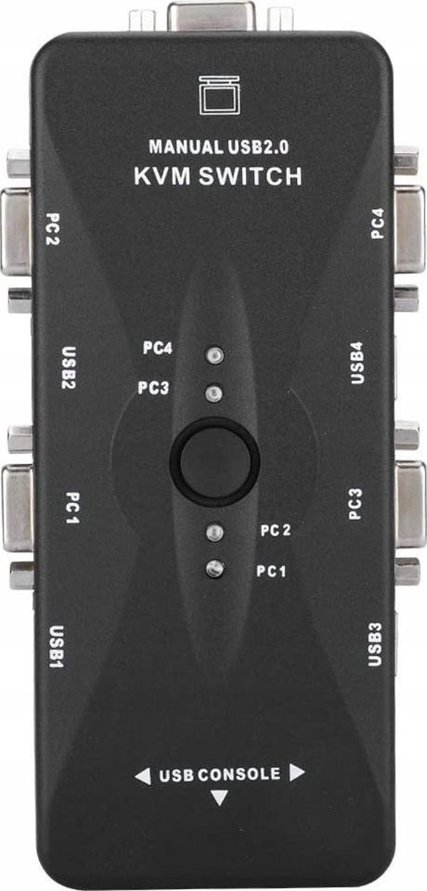 Pawonik KVM Switch VGA 4x1 με 3 Θύρες USB Hub, Χειροκίνητος Διακόπτης για 4 Υπολογιστές