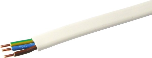 Καλώδιο Przewod Slask YDYp 3x1,5mm2, επίπεδο εγκατάστασης, 450/750V, λευκό, ξετυλιγμένο από τύμπανο 172152001S0500
