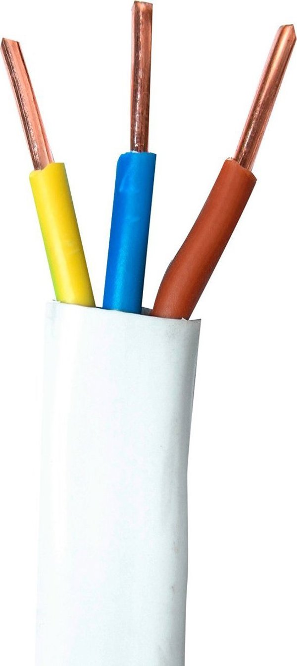 Καλώδιο Przewod Slask YDYp 3x1,5mm2, επίπεδο εγκατάστασης, 450/750V, λευκό, ξετυλιγμένο από τύμπανο 172152001S0500