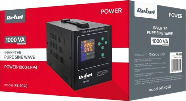 Rebel Power Μετατροπέας Τάσης Power-1000-LFP4, Καθαρό Ημιτονοειδές Κύμα, 12V σε 230V, 1000VA/700W, με Λειτουργία Φόρτισης