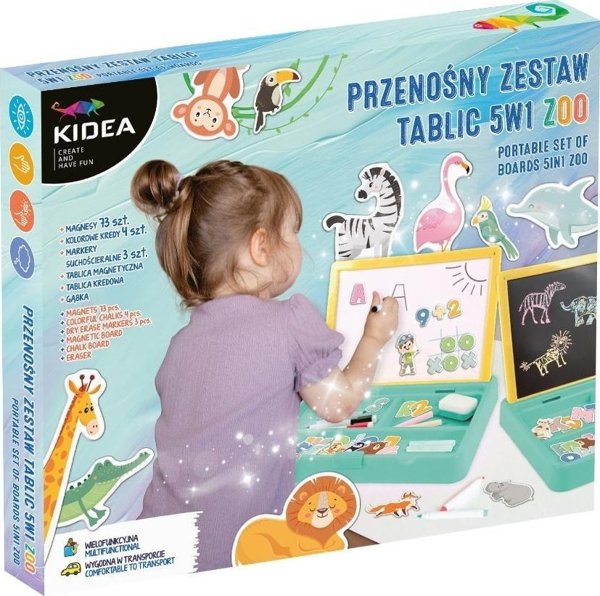 Φορητό σετ πινακίδων 5 σε 1 ZOO σε βαλίτσα KIDEA