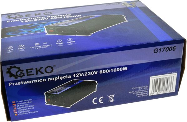 Geko Μετατροπέας Τάσης 12V σε 230V 800/1600W