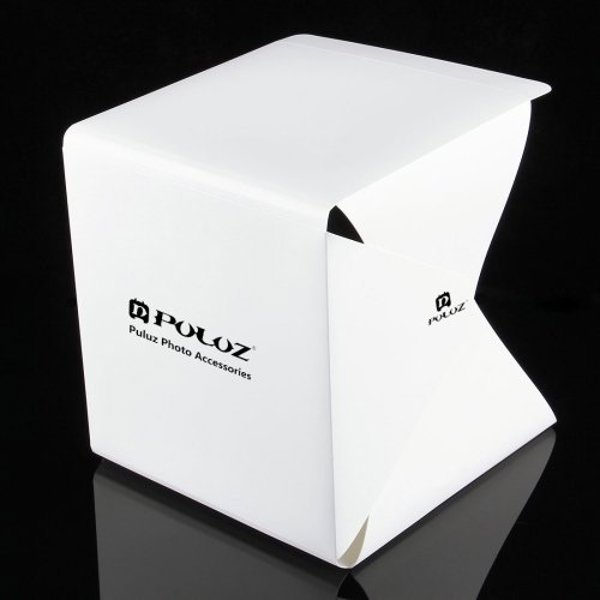 Puluz Φορητή Σκηνή Φωτογράφισης 22x23x24cm με 2 LED Λάμπες και 2 Φόντα