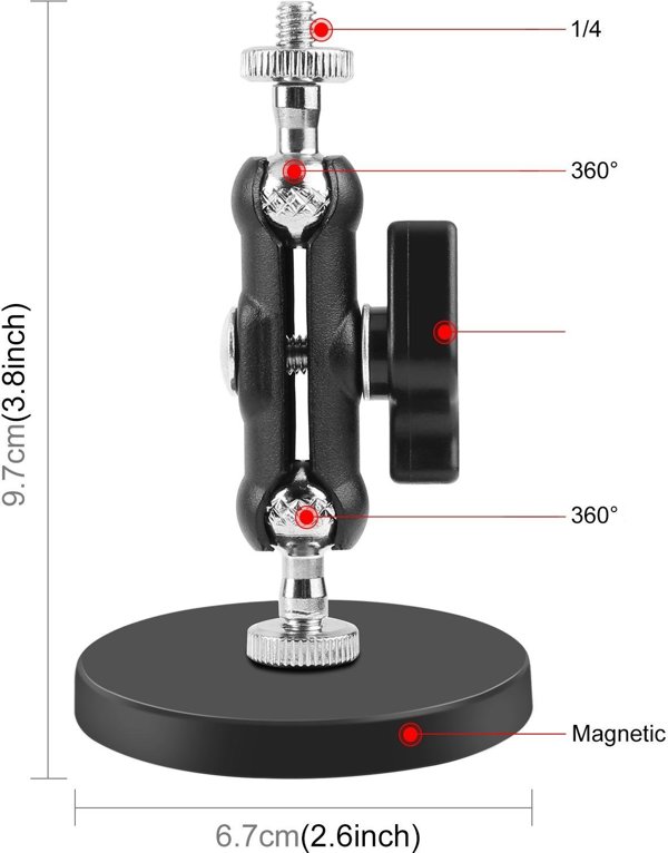 Puluz Magic Arm PU1083B Βραχίονας Στήριξης με Μαγνητική Βάση 17kg, Περιστροφή 360° και Βίδα 1/4"